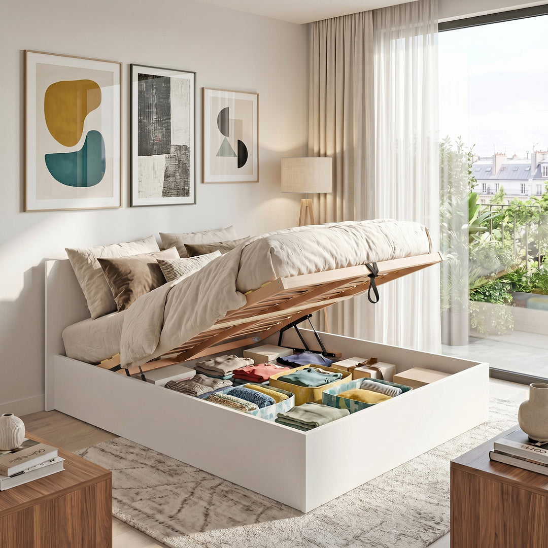 Lit coffre MADRID 140x200 blanc