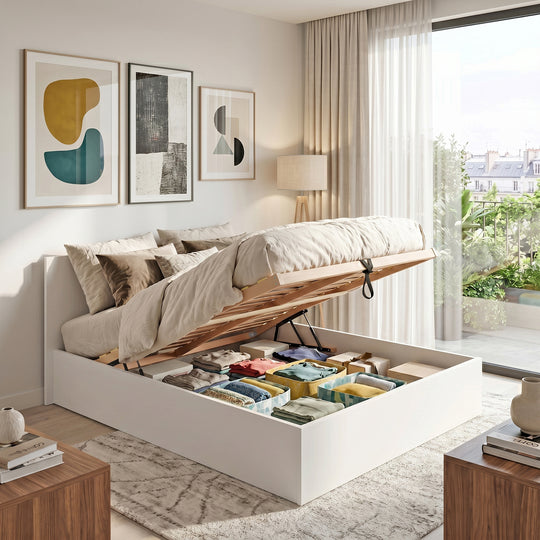 Lit coffre MADRID 140x200 blanc