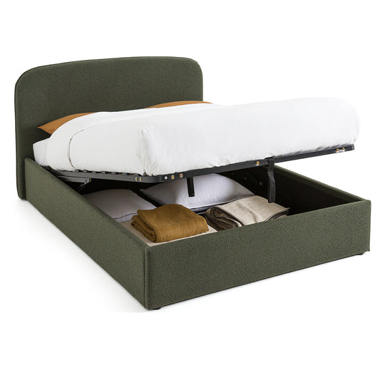 Lit coffre bouclette avec sommier relevable 140x190cm, Conto La Redoute Interieurs