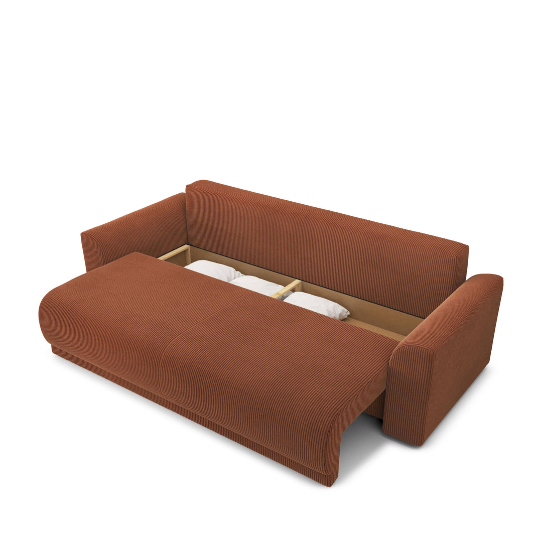 Canapé convertible 3 places en velours côtelé avec coffre Drawer
