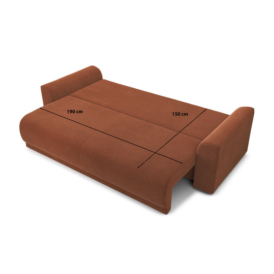 Canapé convertible 3 places en velours côtelé avec coffre Drawer