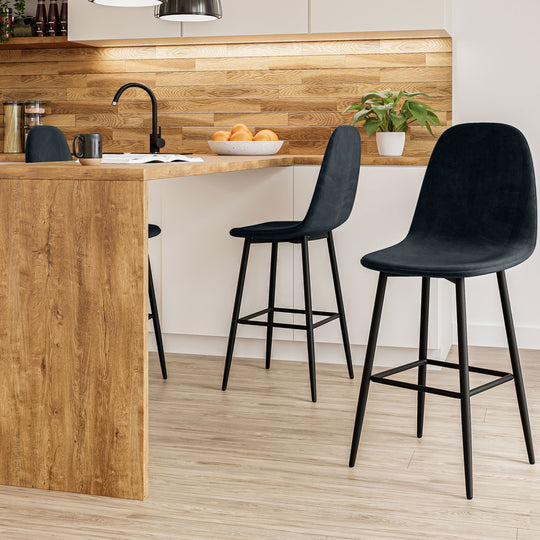 Lot de 4 tabourets de bar Heki en velours noir 65cm DRAWER