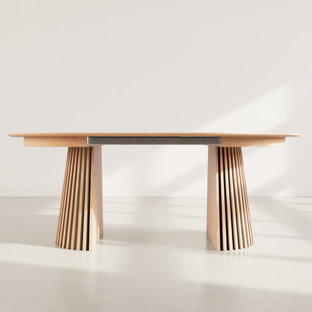 Table à manger extensible BESTMOBILIER Freya ronde en bois effet chêne