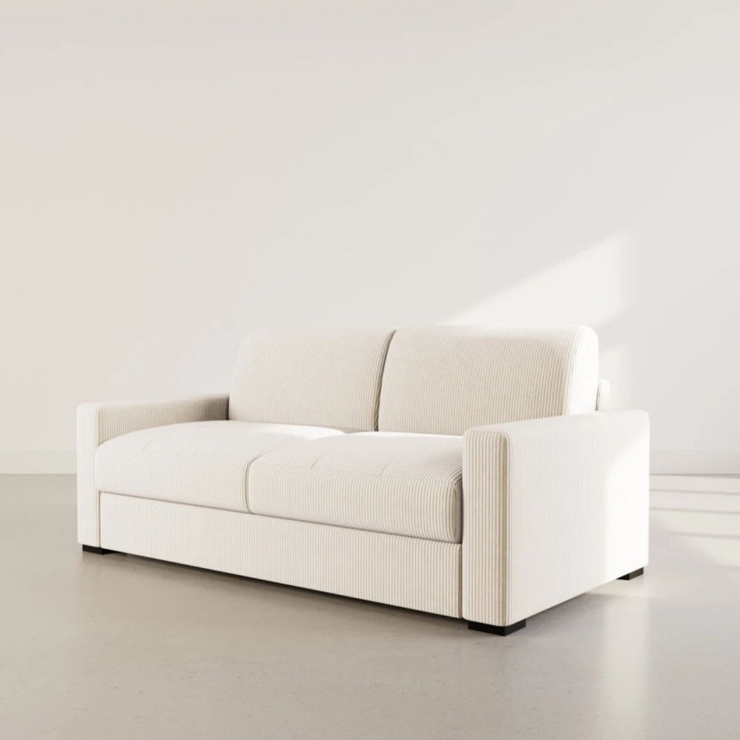 Canapé BESTMOBILIER 3 places convertible express couchage 140 cm en velours côtelé beige