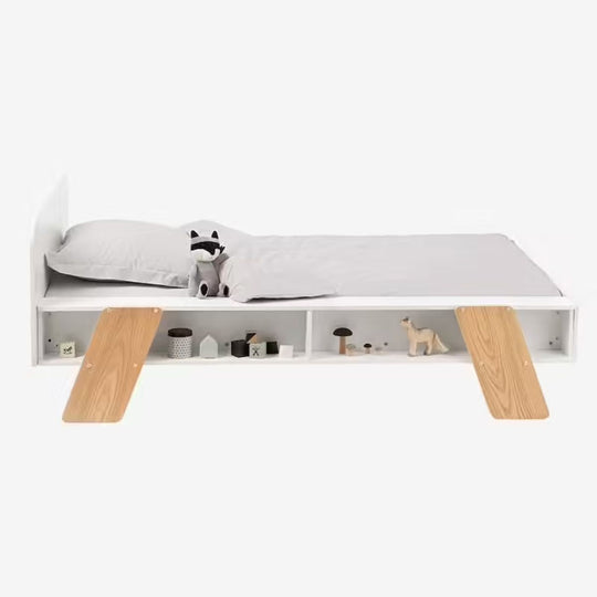 Lit enfant VERTBAUDET avec rangements LIGNE ARCHITEKT - blanc/bois