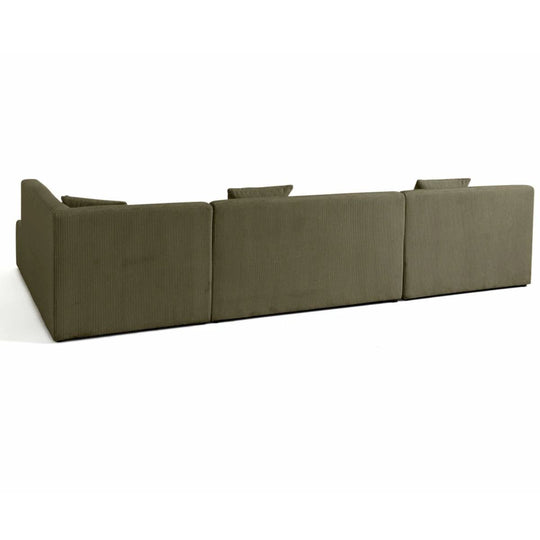 Canapé BESTMOBILIER panoramique d’angle droit ONYX 7 places en velours côtelé vert