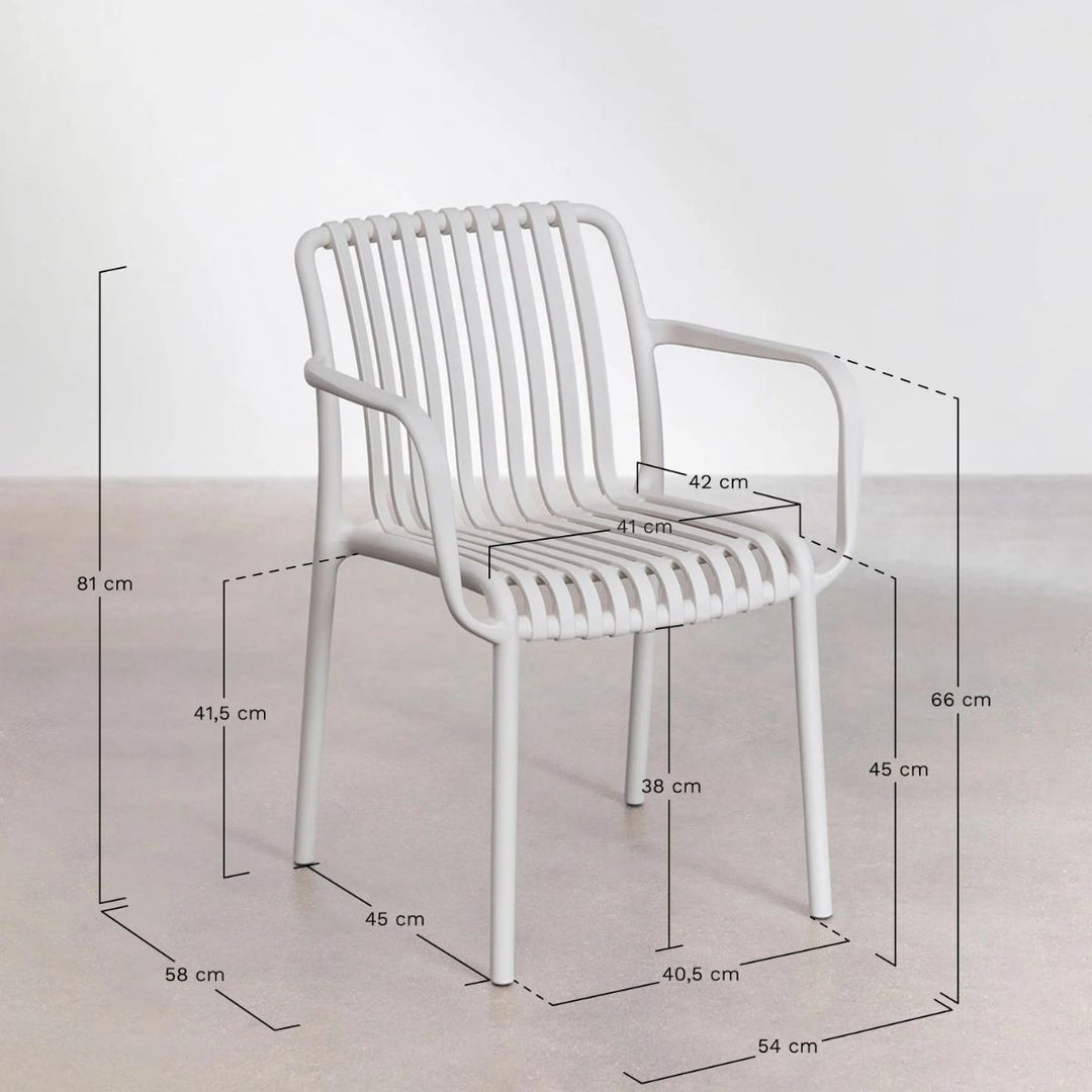 Lot 4 Chaises Jardin SKLUM Wendell Polypropylène Accoudoirs  Gris anthracite