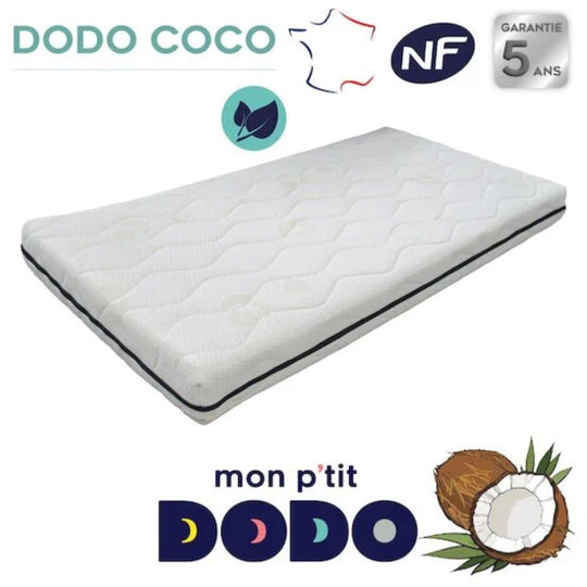 Matelas bébé 60x120cm Dodococo déhoussable - blanc