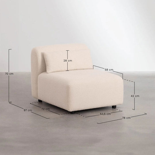 Module central SKLUM Fogler en tissu bouclette beige