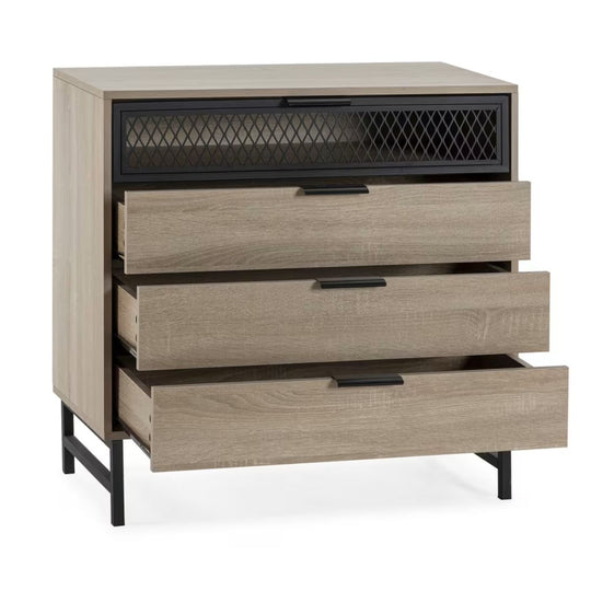 Commode Hera 3 tiroirs et 1 porte coloris bois