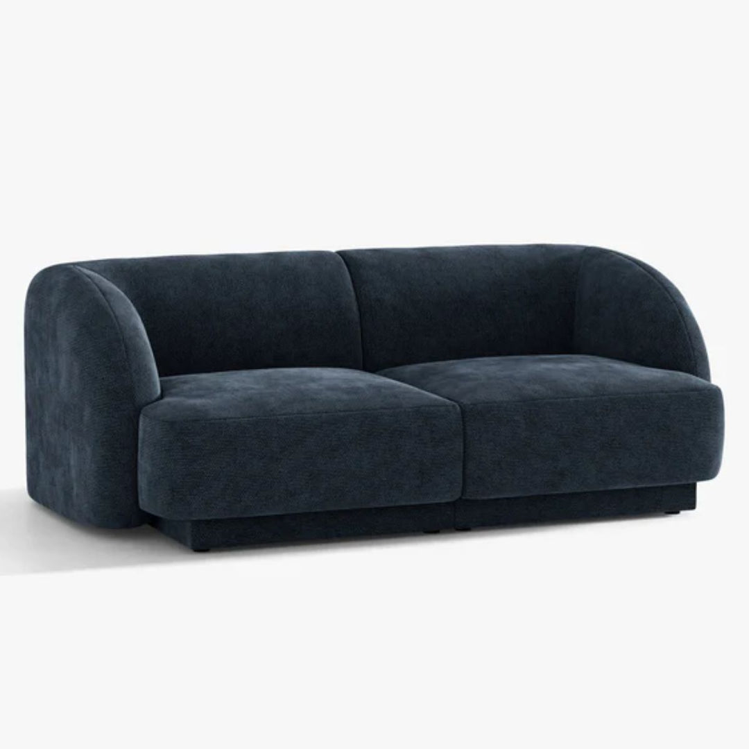 Canapé MICADONI Miley 2 places en tissu chenille bleu roi