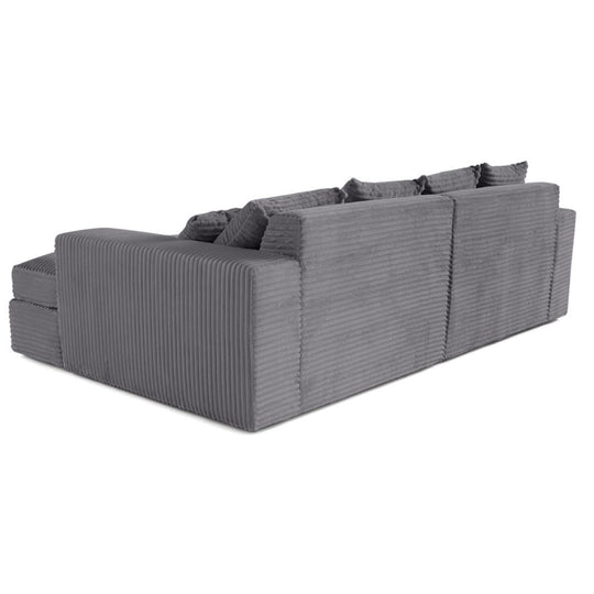 Canapé COLLINS 4 places BESTMOBILIER avec double méridienne en velours côtelé gris