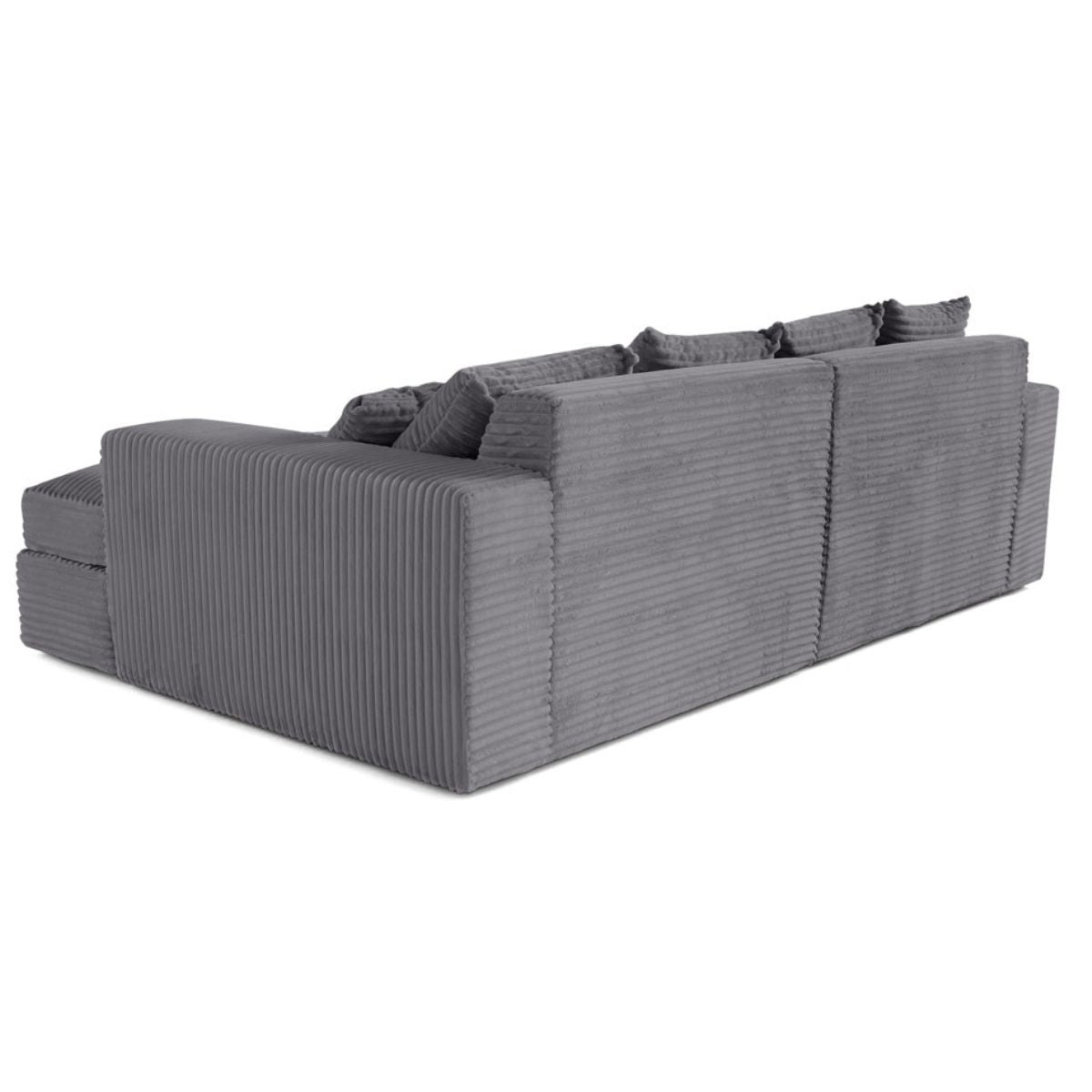 Canapé COLLINS 4 places BESTMOBILIER avec double méridienne en velours côtelé gris