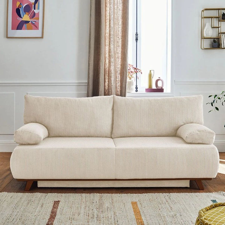 Canapé Cristal 3 places BESTMOBILIER convertible en velours côtelé Beige