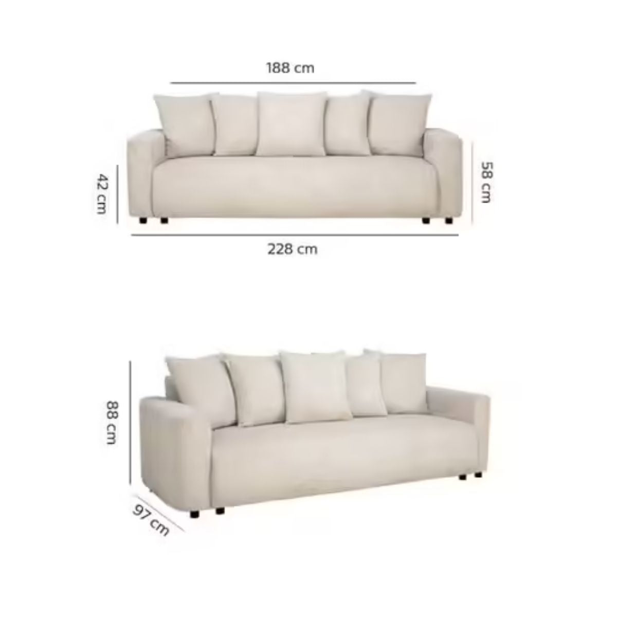 ALINEA Canapé 4 places convertible LUDI en velours côtelé - beige roucas