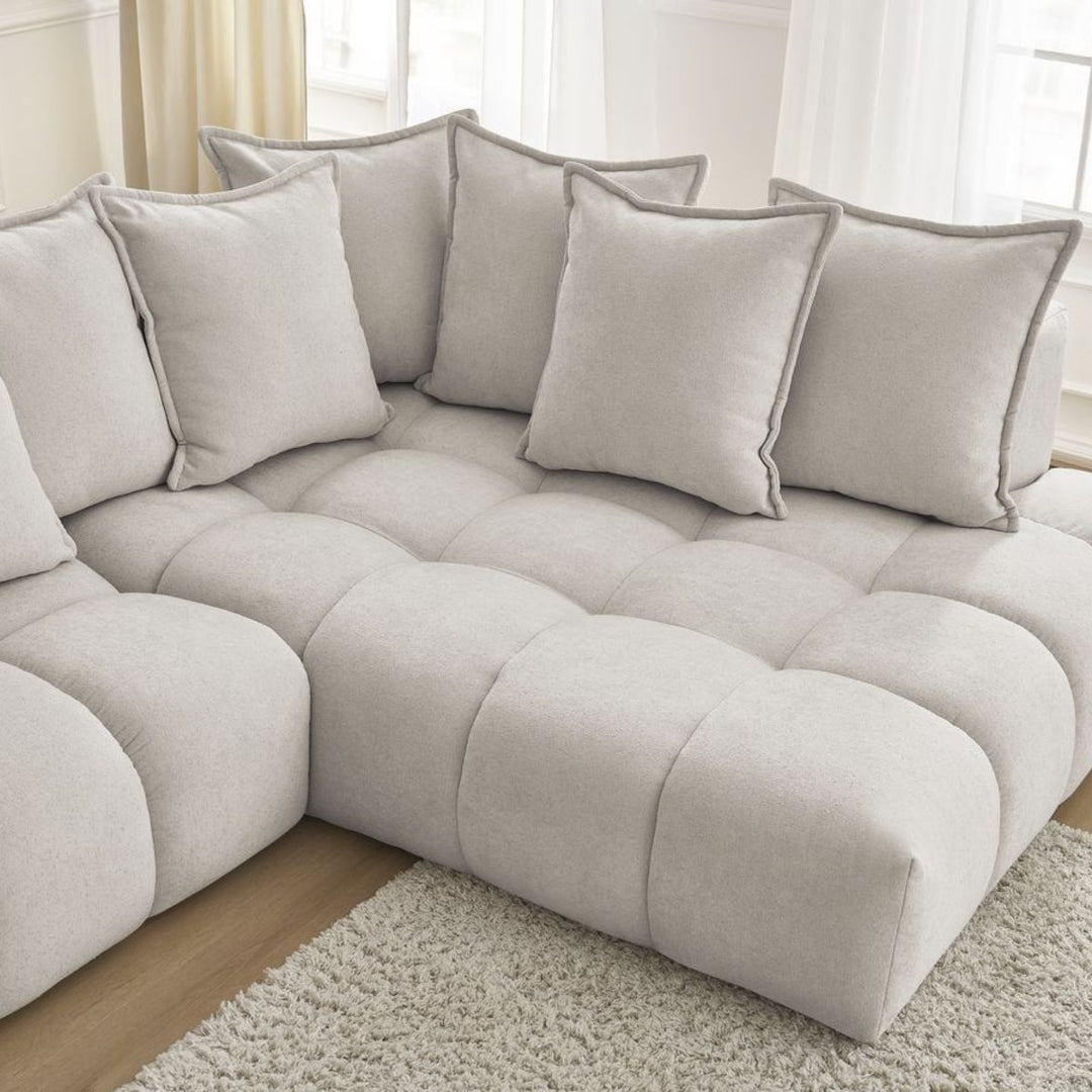Canapé d'angle droit BOBOCHIC Everest 10 coussins Beige