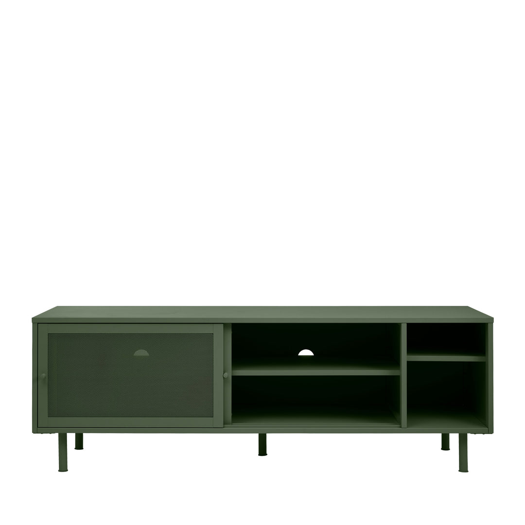 Meuble TV DRAWER Kiso 2 portes 2 niches en métal vert olive