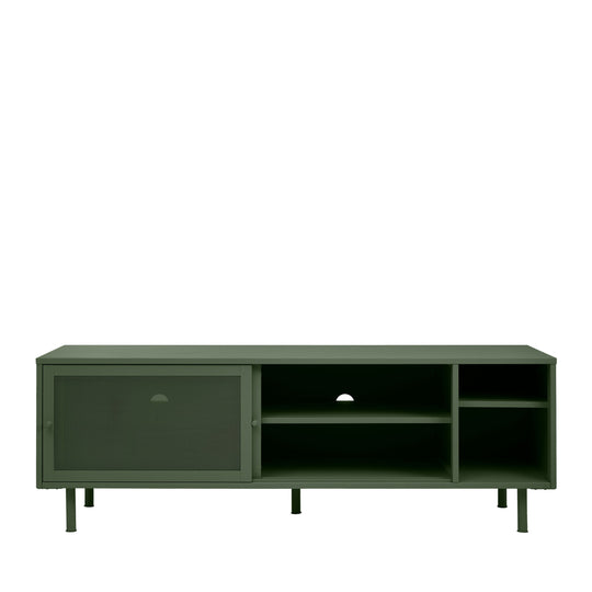 Meuble TV DRAWER Kiso 2 portes 2 niches en métal vert olive