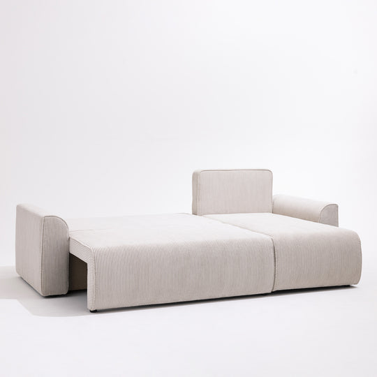 Canapé d'angle DRAWER réversible convertible 4 places en velours côtelé avec coffre Couleur Beige - Léger défaut