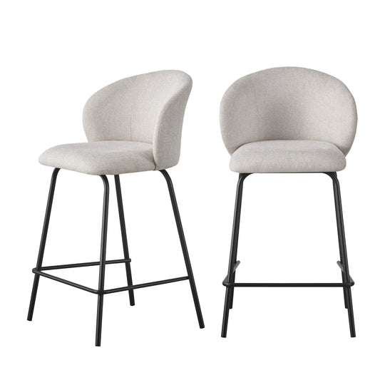 Lot de 2 tabourets de bar Drawer Namia en tissu beige et métal H65cm