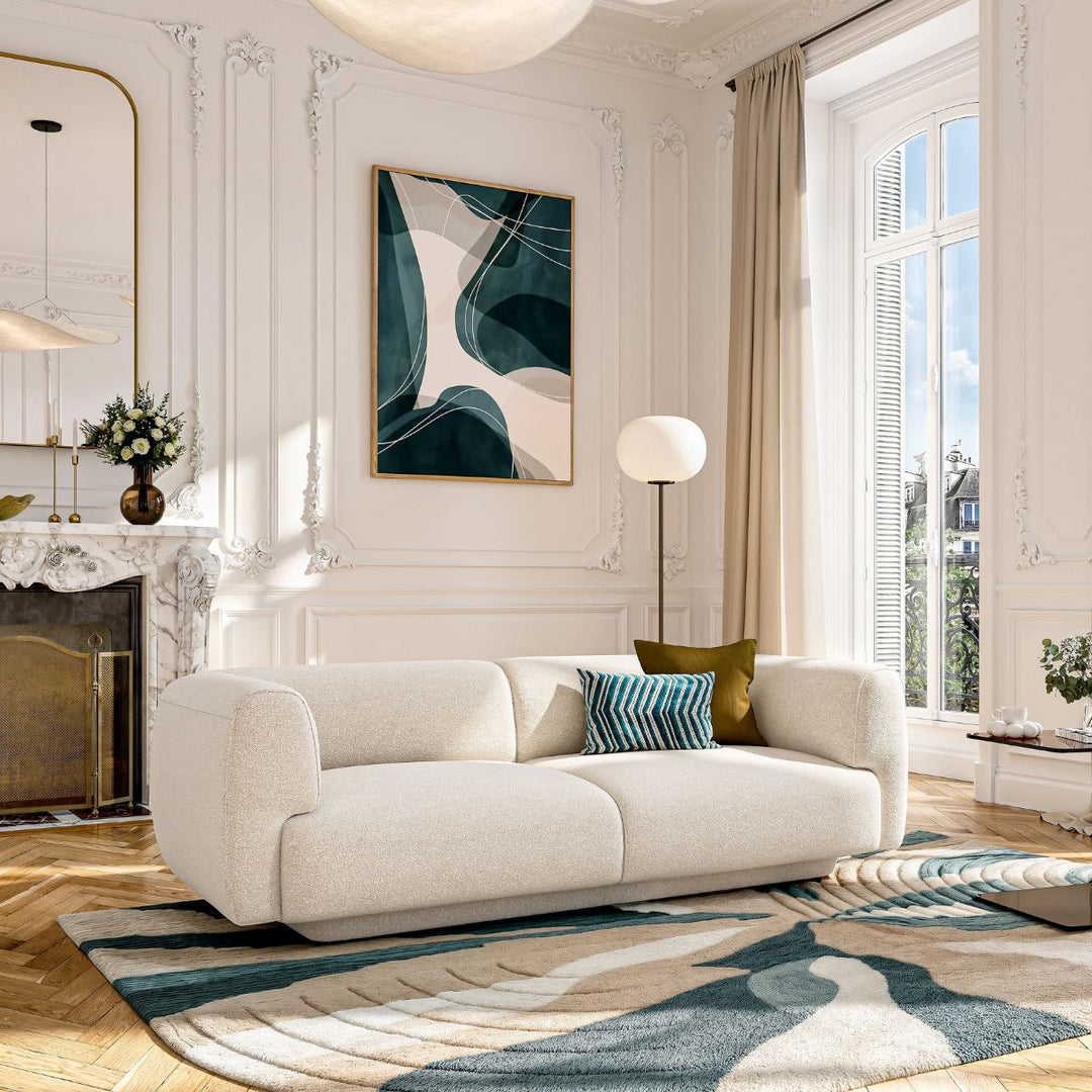 Canapé HABITAT 3 places AUSTIN en tissu texturé beige vanille