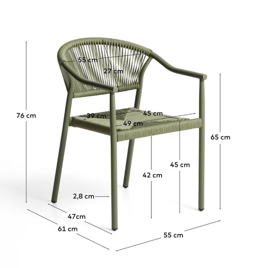Lot de 4 chaises KAVE HOME Livadia Aluminium Vert