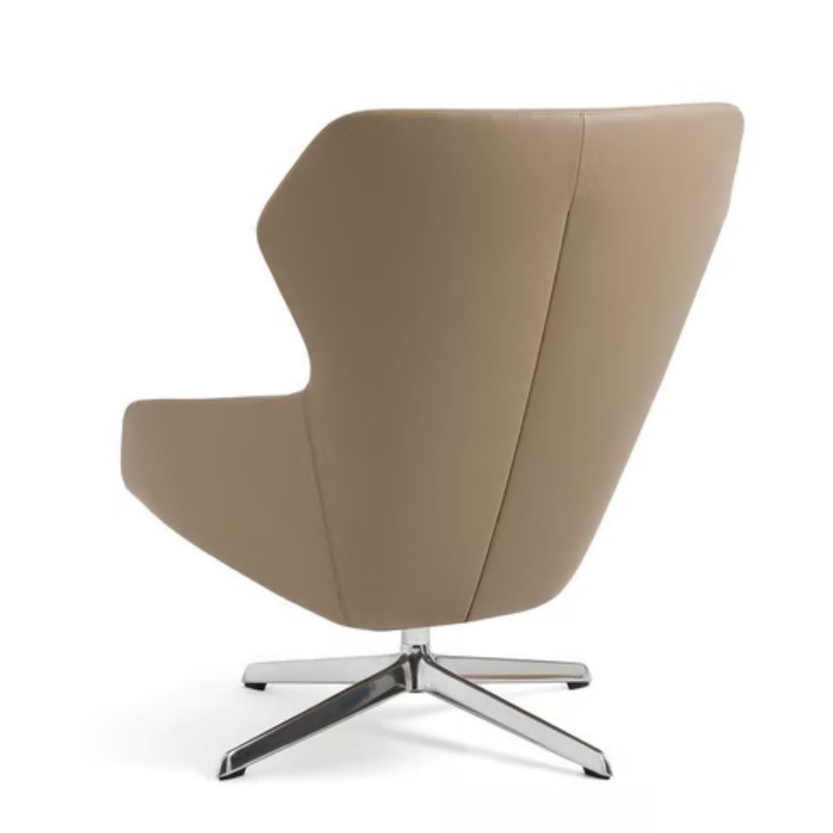 Fauteuil Archie cuir pleine fleur taupe AMPM