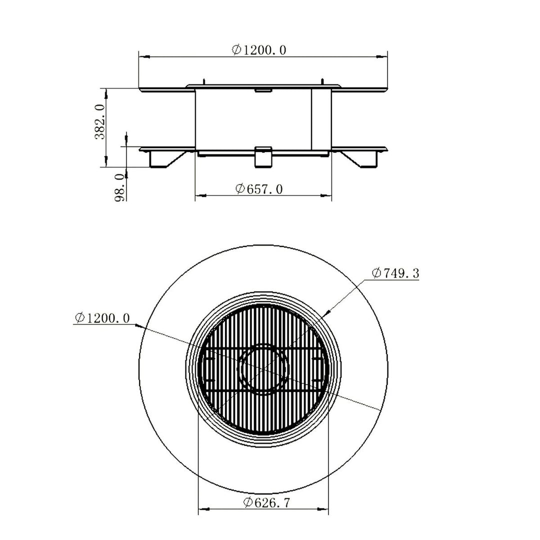 Brasero plancha grill avec range-bûches BARCENA - 120 x 120 cm