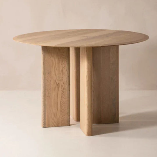 Table à manger MICADONI ronde AGGIE en chêne massif 120 cm