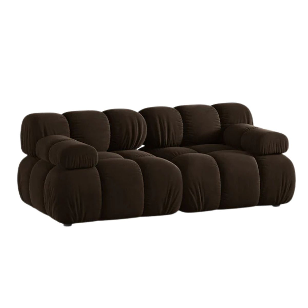 Canapé modulaire MICADONI Bellis 2 places en velours marron foncé