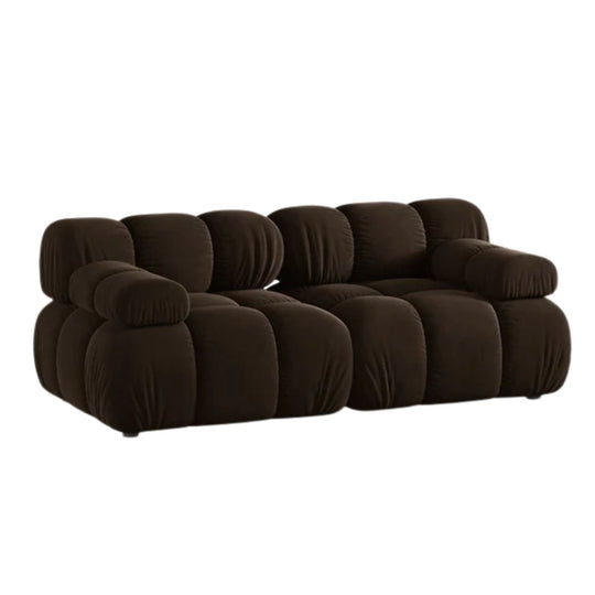 Canapé modulaire MICADONI Bellis 2 places en velours marron foncé