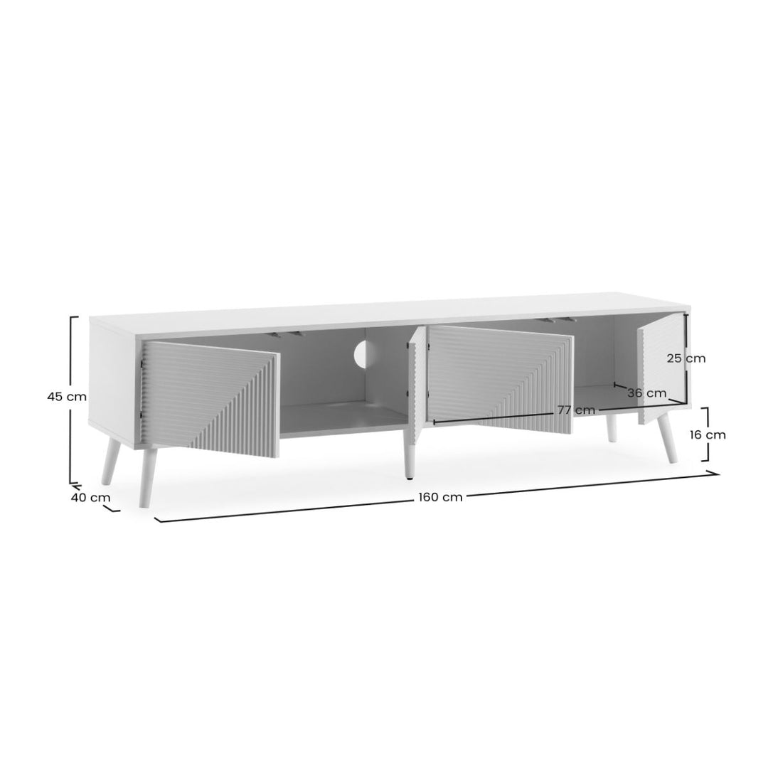 Meuble TV Telmo 4 portes couleur Blanc largeur 160 cm