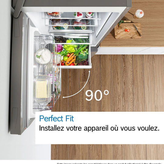 Réfrigérateur combiné BOSCH pose-libre 186 x 60 cm Couleur inox, Total No Frost KGN36VLED