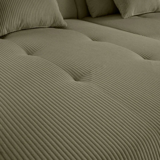 Canapé BESTMOBILIER panoramique d’angle droit ONYX 7 places en velours côtelé vert