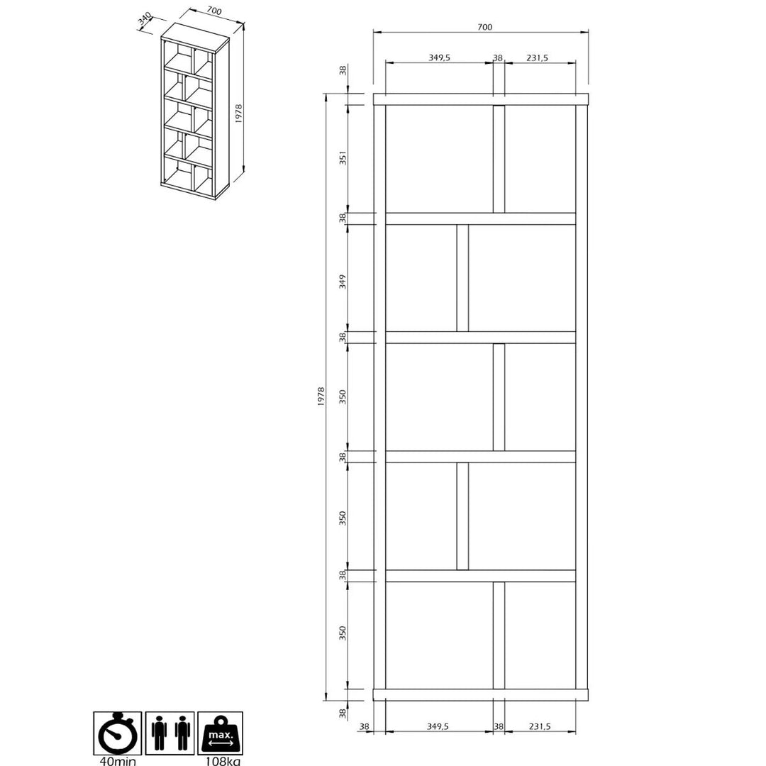 CAMIF- Bibliothèque 5 niveaux L70 cm Texas