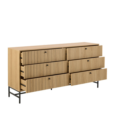 Commode 6 tiroirs Drawer en bois L157.9cm : Couleur - Bois clair- Léger défaut