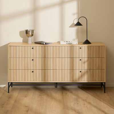 Commode 6 tiroirs Drawer en bois L157.9cm : Couleur - Bois clair- Léger défaut