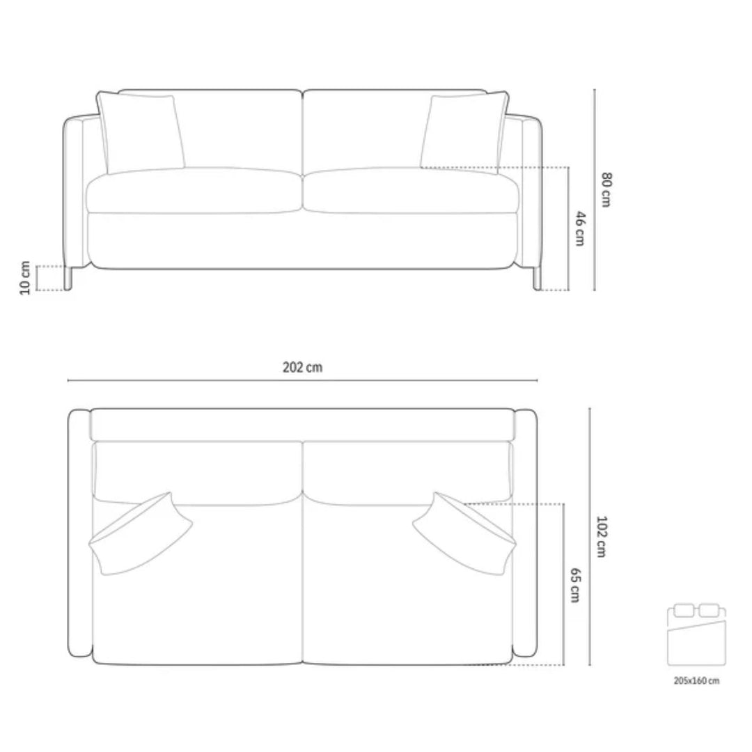 Canapé MICADONI convertible GLORIA 3 places en tissu beige