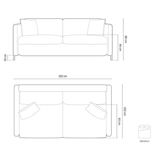 Canapé MICADONI convertible GLORIA 3 places en tissu beige