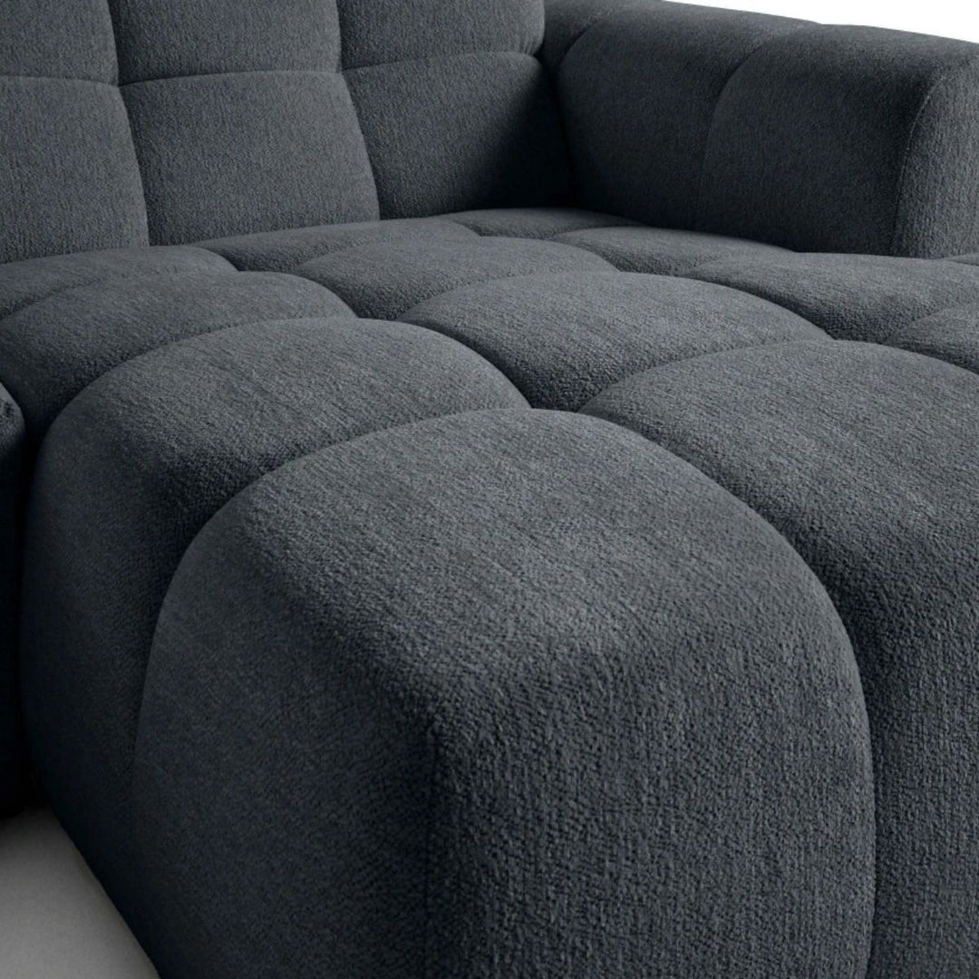Canapé d'angle droit BESTMOBILIER Ray 4 places en tissu texturé gris