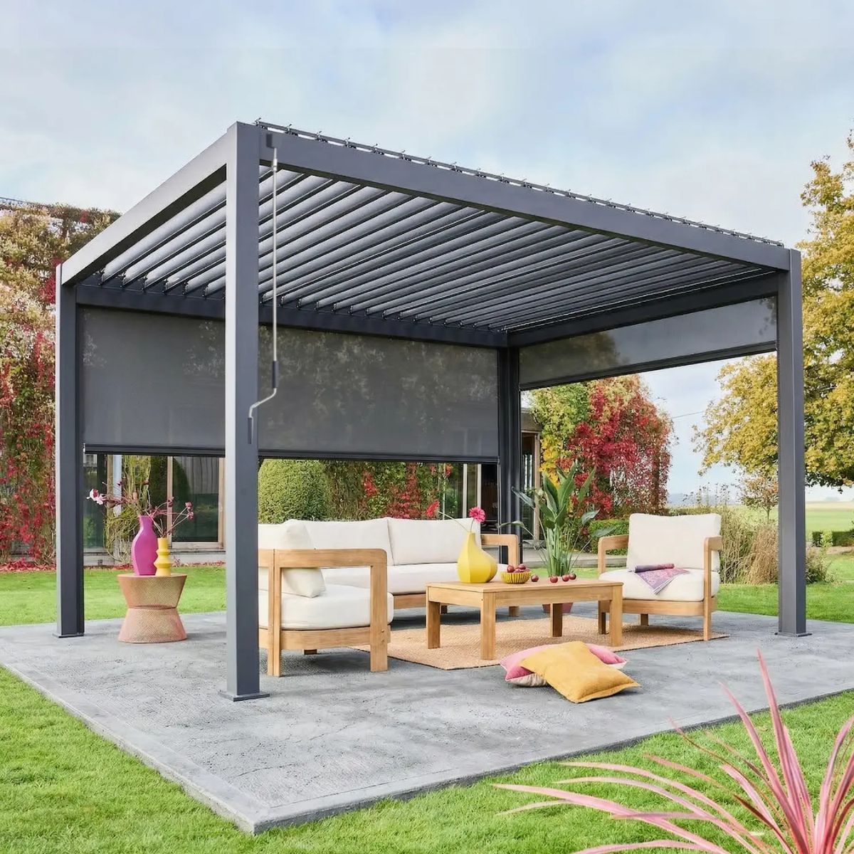 Pergola bioclimatique aluminium SWEEEK 4 x 3 m Triomphe anthracite