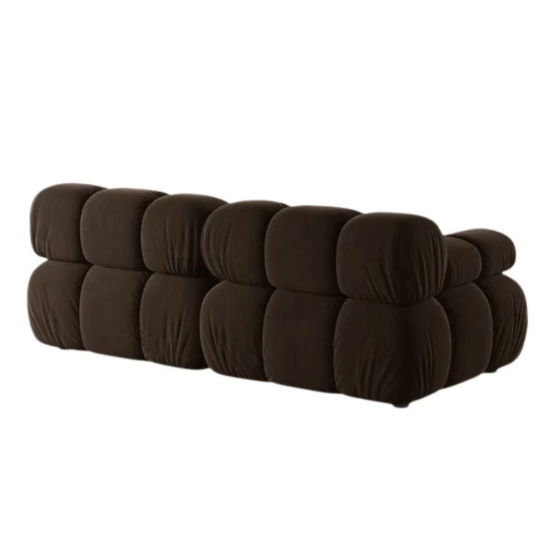 Canapé modulaire MICADONI Bellis 2 places en velours marron foncé