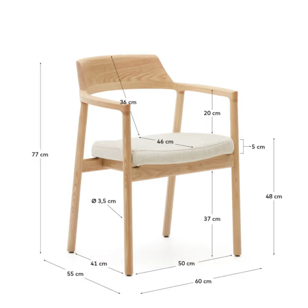 Lot de 6 chaises Alocs KAVE HOME tissu chenille beige déhoussable bois de chêne finition naturelle