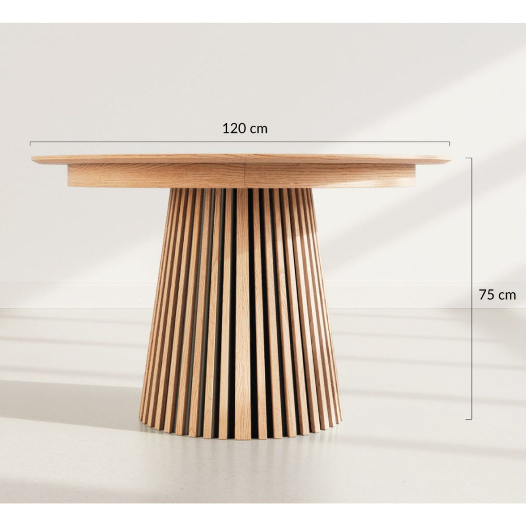 Table à manger extensible BESTMOBILIER Freya ronde en bois effet chêne