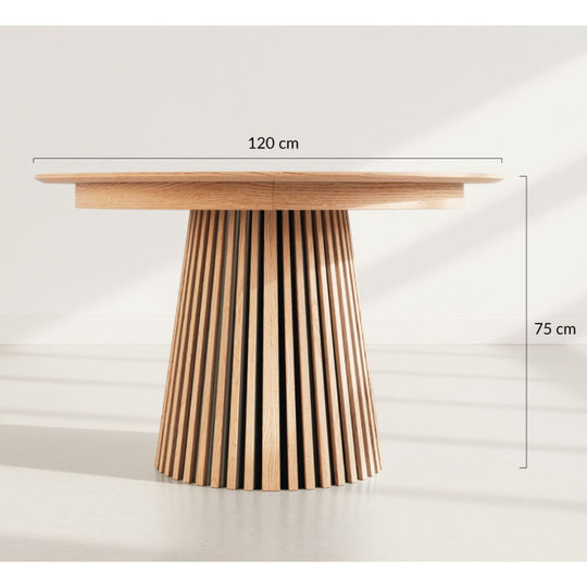 Table à manger extensible BESTMOBILIER Freya ronde en bois effet chêne