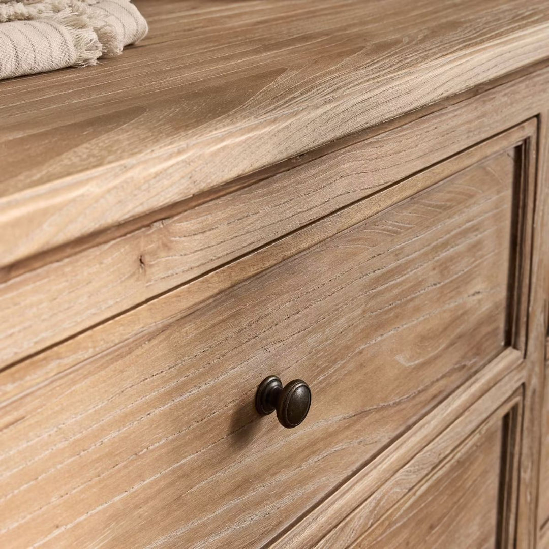 Commode ALINEA 6 tiroirs en bois d'orme et de pin - bois clair