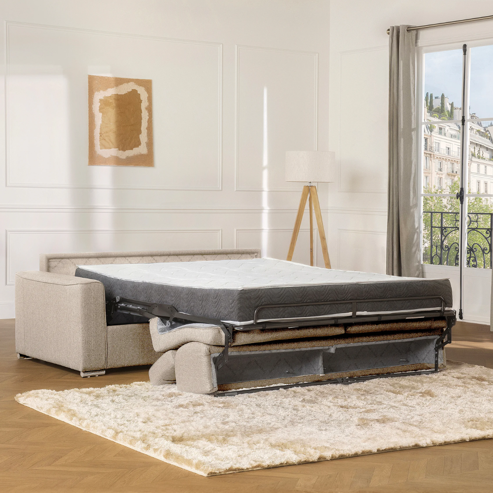 Canapé convertible VIZIR tissu beige