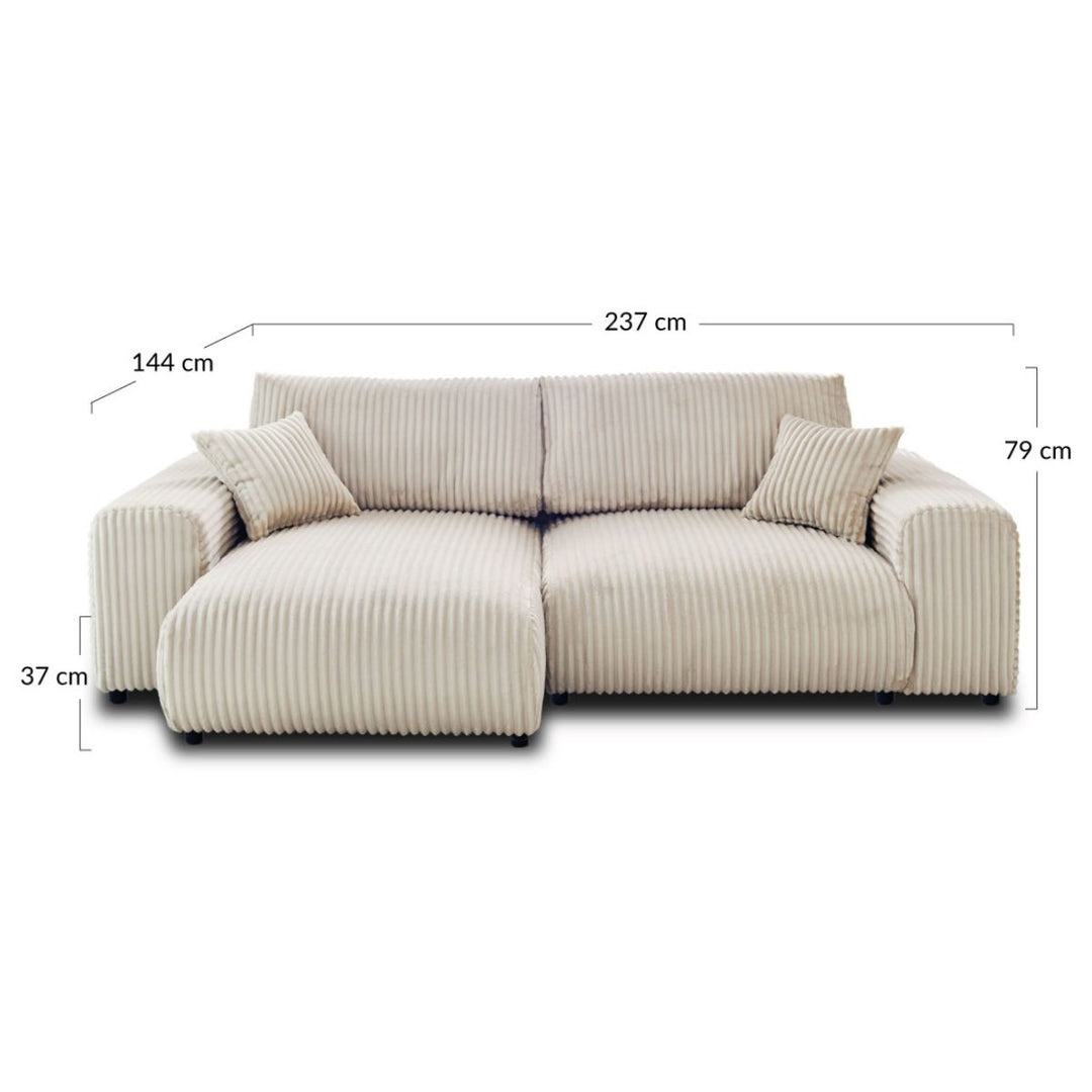 Canapé d'angle reversible 4 places GARANCE en velours côtelé BESTMOBILIER noir