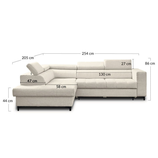 Canapé Olinda 5 places angle gauche convertible gris foncé