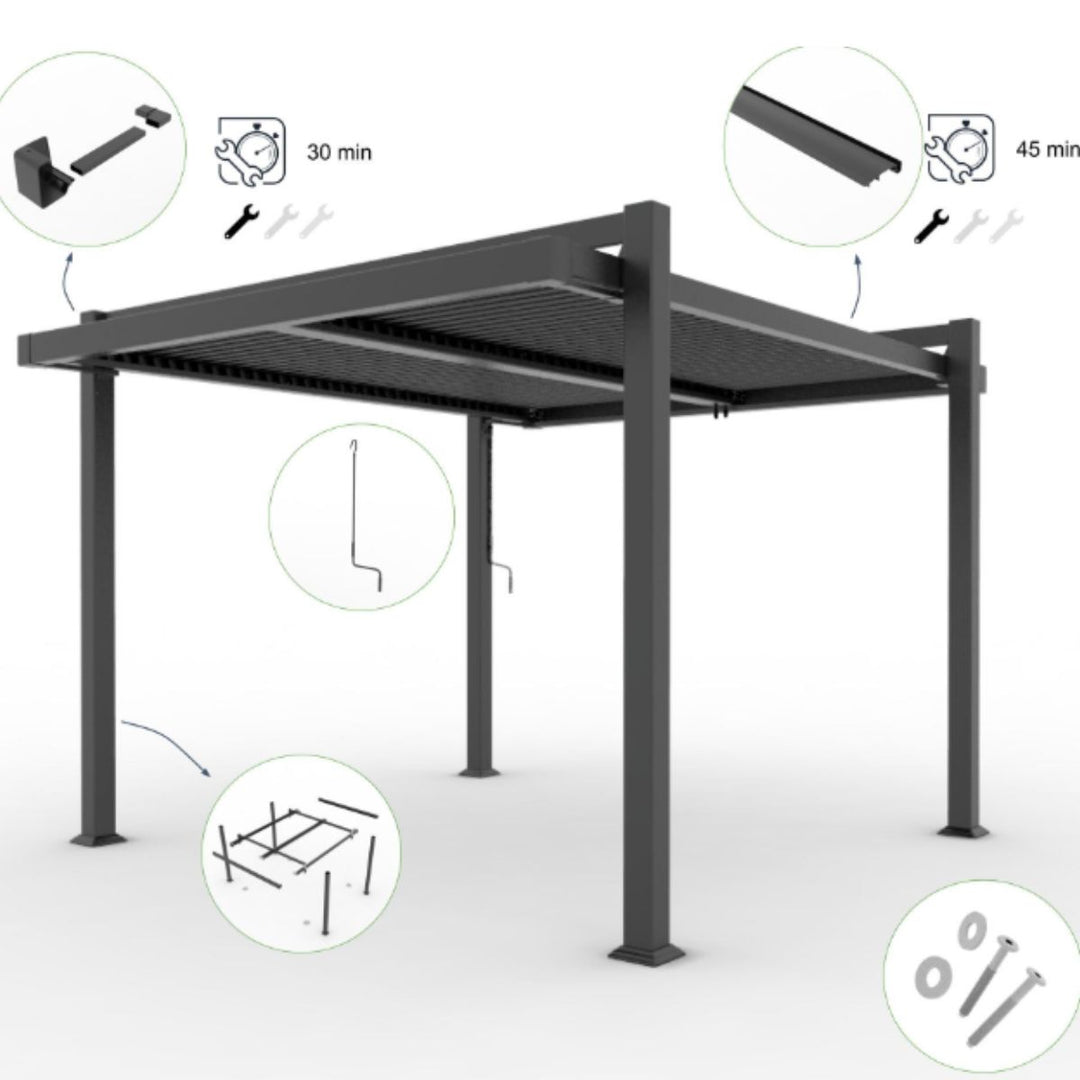 Pergola Bioclimatique Leroy Merlin 11,52m² – Gris Anthracite